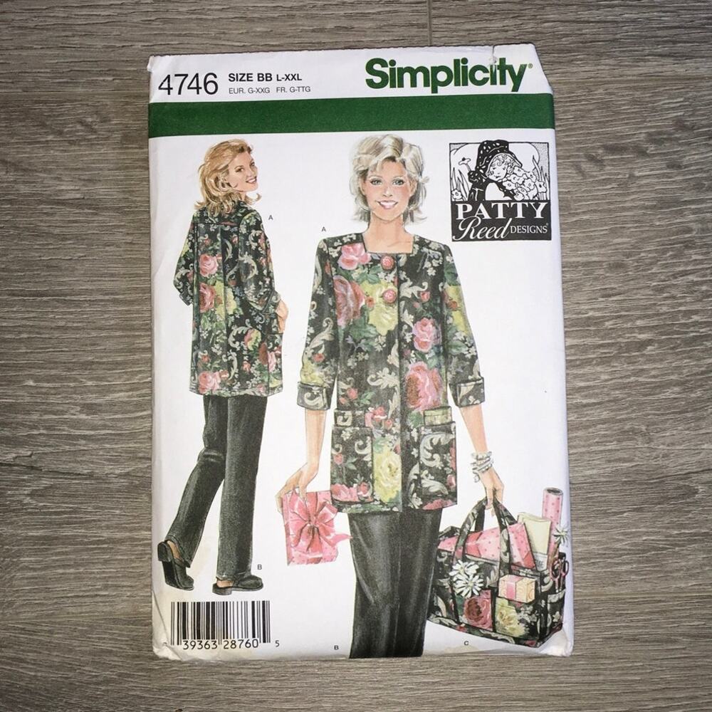 Simplicity Sewing Pattern 4746 Hobby Jacket Coat Pant Bag L-XXL UNCUT Patty Reed